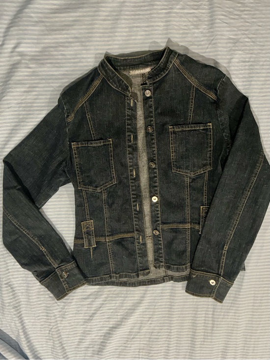 Tristan & Iseut Jackets & Blazers - Dark Wash Denim Jacket with Stand Collar